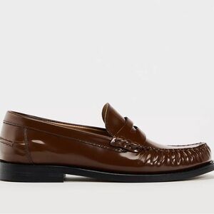 Zara Elegant Brown Leather Loafers